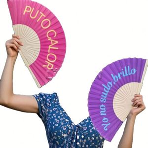 Abanico Plegable de Bambú Español de Alta Calidad con Logotipo Personalizado, Pintado a Mano, para Bodas, Fiestas, Arte Folclórico - Product Image 4