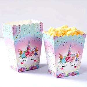 Boîte à popcorn en carton alimentaire recyclable, design rectangulaire pliable, pour mariage, anniversaire, événements, option de logo personnalisé, fête - Product Image 1