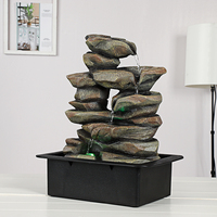 Fuente de Cascada Artificial de Resina Weivista con Luz LED Interior, Decoración Moderna para el Hogar, Adorno de Mesa