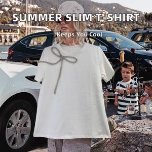 เสื้อยืดฤดูร้อนสำหรับผู้หญิง สไตล์ดีไซเนอร์ แขนสั้น ปักลายคุณภาพสูง เสื้อผ้าหรูหราสำหรับผู้หญิง - Product Image 2