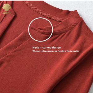 CNSHELL rosso girocollo Casual girocollo aperto in italia Top a maniche lunghe <span class=keywords><strong>Basic</strong></span> Slim Fit <span class=keywords><strong>T</strong></span>-<span class=keywords><strong>Shirt</strong></span> in morbido cotone - Product Image 3