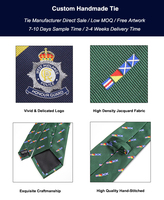 Corbatas Escolares con Rayas y Logos Azules Marinos de Poliéster OEM, Corbata Personalizable con Logotipo Premium, Corbata Personalizada con Logotipo