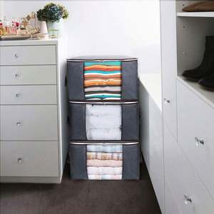 Bolsa Organizadora de Armario Transpirable con Asa, Ventana Transparente, Bolsas de Almacenamiento de Ropa No Tejidas, Gris, 180g, PVC, Plegable, Cuadrada - Product Image 5