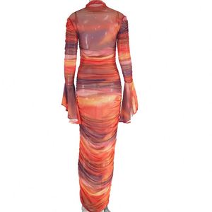 Dropshipping Robe Élégante Femme avec Manches Uniques Design <span class=keywords><strong>Occasions</strong></span> Spéciales Robes Longues Cintrées Ruffle à Manches Longues - Product Image 6