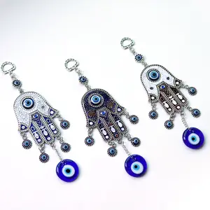 Decoración de Pared con Ojo Turco Azul Metálico, Amuleto Religioso Contra el Mal de Ojo, Fátima de la Mano, Decoración para el Hogar - Product Image 1