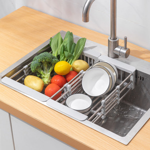 Extendable Dish Rack Stainless Steel Sink Drainer Adjustable Kitchen <b>Storage</b> Rack For Washing Vegetables - Product Image 3