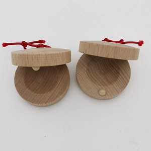 Castagnette Ronde en Bois Massif Naturel pour Vente en Gros, Instrument de Percussion Orff, Jouet Éducatif pour le Développement Précoce des Compétences Motoriennes et la Rhythmique - Product Image 4