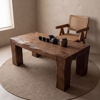 Table basse en bois massif de style Wabi-sabi, vintage, vieilli, d'inspiration zen, avec assemblage à mortaise et tenon, pour maison d'hôtes, en bois de Chine