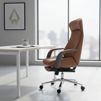 Chaise de bureau de direction ergonomique en cuir véritable, appui-tête réglable, moderne, pivotante, dossier haut, confortable, pour le bureau à domicile