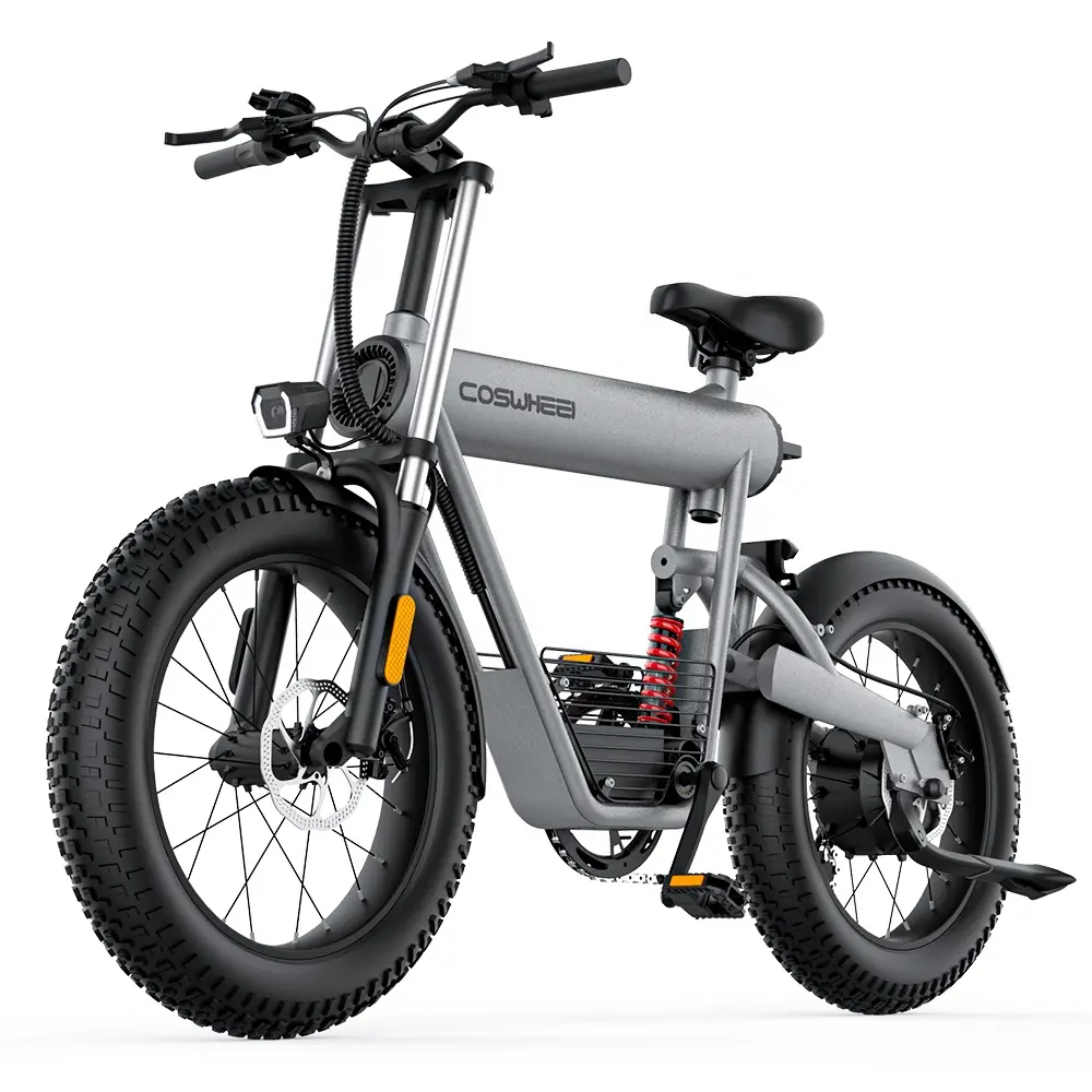 Entrepôt UK US EU COSWHEEL T20 1000W 20x4 pouces gros pneu vélo 7 vitesses double suspension complète VTT électrique route e-bike