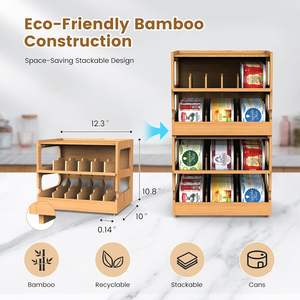 Mutfak ayarlanabilir istiflenebilir <span class=keywords><strong>fifo</strong></span> haddeleme bambu raf depolama organizatör kiler olabilir - Product Image 2