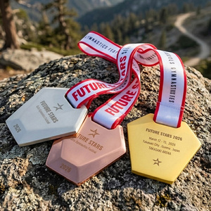 Medallas Personalizadas de Oro, Plata y Cobre, Metal Plateado en Aleación de Zinc, Logotipo de Estrellas, Hexágono, Medallas de Gimnasia para Niñas - Product Image 4