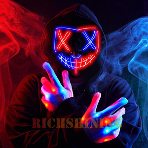 Ensemble de masque et de gants lumineux d'Halloween RICHSHINING, masque de <span class=keywords><strong>loup</strong></span>-<span class=keywords><strong>garou</strong></span> lumineux LED pour fête, masque intégral pour homme - Product Image 1