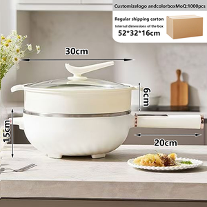 Marmite électrique multifonctionnelle 2-en-1 grande capacité antiadhésive avec couvercle en verre trempé, idéale pour la cuisson et la vapeur (usage commercial) - Product Image 4