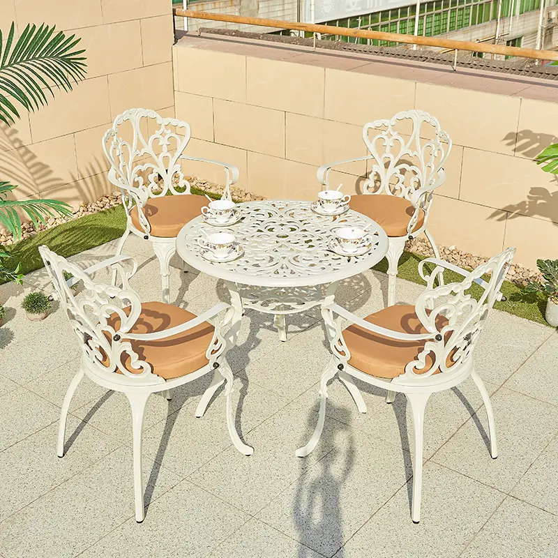 Outdoor 2 4 6 Sitz Tisch Set Terrasse Gartenmöbel Balkon Terrasse Set Aluminium guss Fliesen Tisch und Stühle Gartenmöbel Set