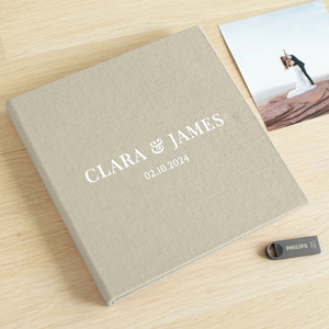 Boîte USB en lin personnalisée emballage de photographie de mariage étui USB personnalisé cadeau de photographe <span class=keywords><strong>Album</strong></span> de stockage de mémoire - Product Image 1