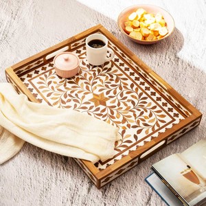 Plateau de service en forme de rectangle avec incrustation d'os décoratif pour la maison, nouveauté 2024 - Product Image 2