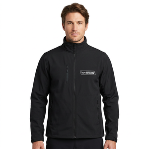 Chaqueta softshell negra con cremallera para senderismo al aire libre, abrigo ligero para trekking. - Product Image 1