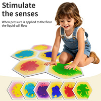 Dalles sensorielles liquides hexagonales de sécurité pour les coins, tapis de jeu interactif pour l'éveil des tout-petits, pour l'intérieur, en PVC coloré