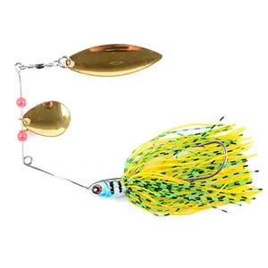 17.4g Lureking double blade Lead Head Bass Spinner Bait Spoon Jig rooster tail fishing lure