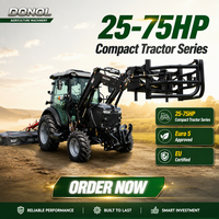 Tracteur à roues diesel certifié EU COC avec moteur Euro 5, 70 CV, transmission par engrenages 4x4, moteur et pompe pour applications agricoles européennes