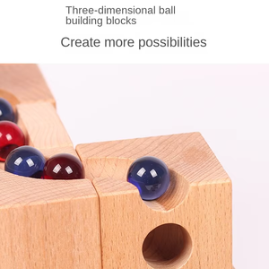 Bé bằng gỗ theo dõi đường ống cảnh Lắp ráp khối xây dựng bóng khối đặt đồ chơi tự làm với viên bi khu vực công viên giải trí - Product Image 2