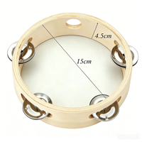 Tambourin en bois personnalisé de 4/6 pouces pour mariage, instrument de musique éducatif pour enfants, vente en gros