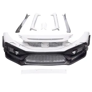 Kits de carrocería para Honda Civic 10 FK8 VAS, parachoques delantero de carbono + FRP, alerón lateral, divisores de faldas, embellecedores de rejilla