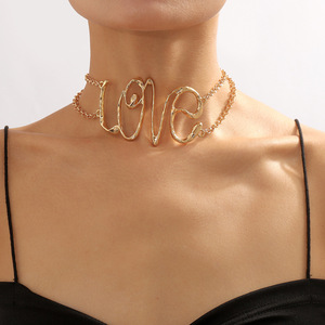 Custom Retro <strong>Gold</strong> Color <strong>Metal</strong> Butterfly Chain Necklace for Women Fashionable Letter Word 'MORE' Choker Link Chain <strong>Collar</strong> Jewelry - Product Image 3