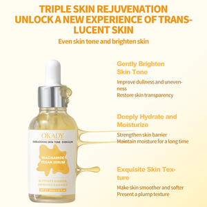 Sérum Végétalien Éclaircissant OKADY au Niacinamide et Extraits de Plantes Naturelles pour Peau Terne, Blanchiment et Uniformisation du Teint - Product Image 3