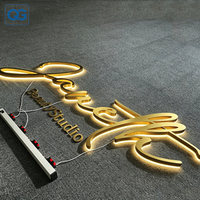 Enseigne LED 3D personnalisée en or rétroéclairée, logo personnalisé, enseigne lumineuse pour entreprise, intérieur/extérieur, magasin, salon de beauté, spa