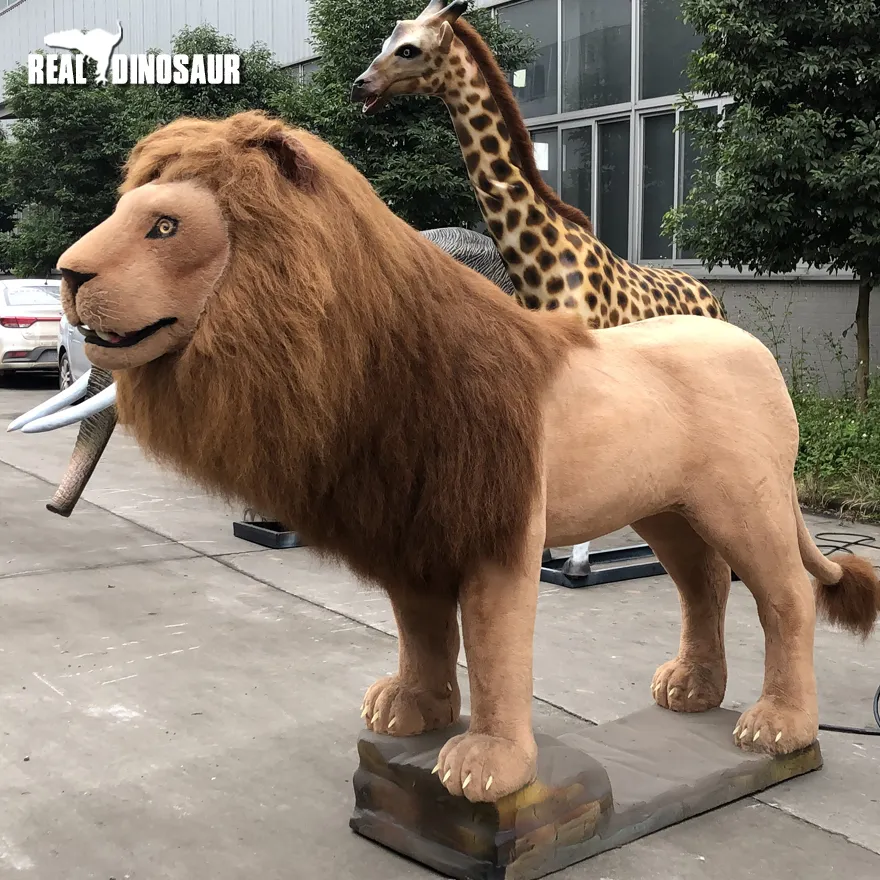 Animais realistas da selva animatronic leão modelo para escapar