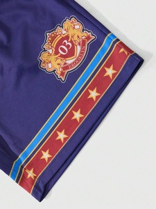 Men's casual badge and letter print <b>T</b>-<b>shirts</b> and shorts suits factory, customization available.F10 - Product Image 2