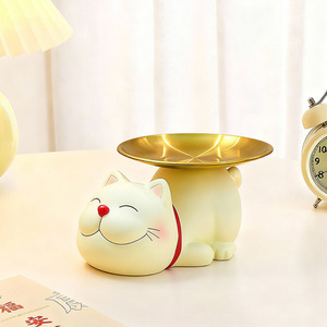 Lucky Cat Storage Ornament Resin Tray Irregular Shape Standing Type Multifunction Home Decoration Gift - Product Image 3