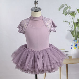 Baju Balet Lengan Pendek Berbahan Mesh Custom Made untuk Anak Perempuan dengan Rok Renda dan Stoking Bahan Spandex Nilon Sutra untuk Anak-Anak - Product Image 6