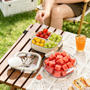 Food Storage Container Rectangle <b>Stackable</b> Clip On Lid Camping Outdoor Picnic Fruit <b>Lunch</b> <b>Box</b> Portable With Lids - Product Image 2