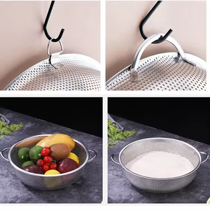 Panier égouttoir en acier inoxydable durable de 16,5 à 31,5 cm <span class=keywords><strong>avec</strong></span> élégante double poignée, passoires et égouttoirs en métal - Product Image 4