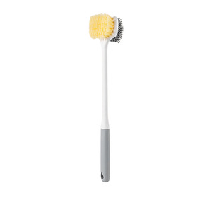 Brosse de bain double face à long manche, multifonctionnelle, pour exfoliation des pieds et du dos, à poils doux - Product Image 1
