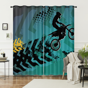 Rideau occultant imprimé en 3D avec motif de moto et de voiture volante, <span class=keywords><strong>pour</strong></span> <span class=keywords><strong>chambre</strong></span> <span class=keywords><strong>d</strong></span>'adultes et <span class=keywords><strong>d</strong></span>'enfants, rideau séparateur, 100% fibre de polyester, style moderne - Product Image 1