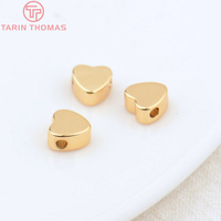Perles entretoises en laiton plaqué or 24 carats en forme de cœur pour bracelets, accessoires de haute qualité pour la fabrication de bijoux DIY, vente en gros