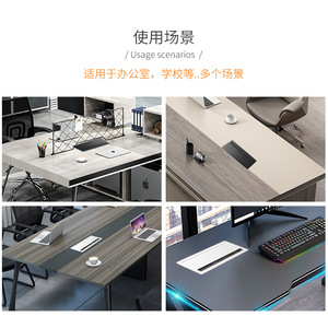 Desktop Cable Management Box <b>Rectangle</b> Pp Material With Brush Buffer Wall Mounted Minimalist Style Durable Threading Box - Product Image 4