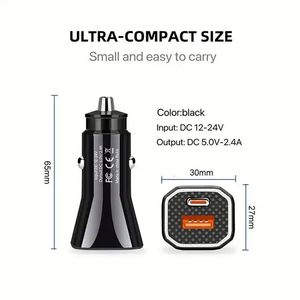 Chargeur de voiture USB rapide de haute qualité 15W avec ports A+C 3.1A Type C PD pour une charge rapide des téléphones, adaptateur de voiture pour Phone 15 16 Pro Max - Product Image 3