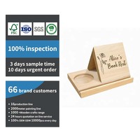 Support de lecture triangulaire en bois personnalisé avec porte-gobelet, organisateur de bureau, présentoir de lecture en pin poli