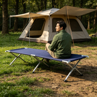 Lit pliant compact pour le voyage, le camping et la plage, gain de place, profil mince, s'adapte au coffre de voiture, au placard et à la tente