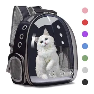 Ransel kucing kapsul angkasa transparan, pembawa hewan peliharaan ruang besar bahu luar ruangan