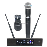 Systèmes Sans Fil Professionnels UHF QLXD4 BETA58A BETA87A KSM9 avec Microphones à Main Karaoké en Métal