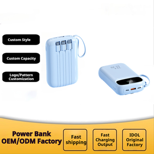 Batterie externe ultra-fine 10000 mAh avec lampe torche intégrée et câble, charge rapide 20W, ports USB Type-C et Micro USB, batterie Li-Polymère - Product Image 1