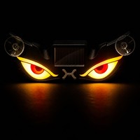 Lumière LED dynamique pour voiture, type œil de démon clignotant, solaire, double charge Type-C, décoration de vitre arrière, lumière d'avertissement anti-collision, auto