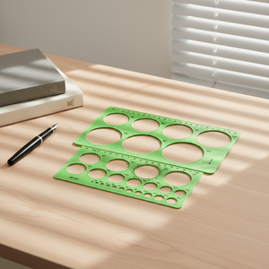 Plantilla circular verde de 20cm, regla de plástico, herramientas de medición, 29 círculos, suministros escolares y de oficina para estudiantes, 2 uds. - Product Image 6