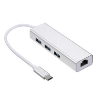 Hub USB C 4-en-1 en aluminium flambant neuf avec Ethernet Gigabit, 3 ports USB pour MacBook Pro/XPS, station d'accueil de voyage